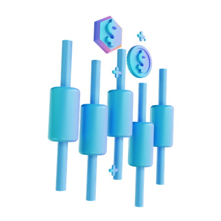 Candlestick Graph  3D Illustration