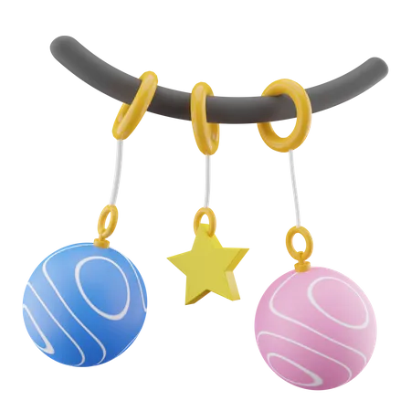 Candy Ball And Star Decoration  3D Icon