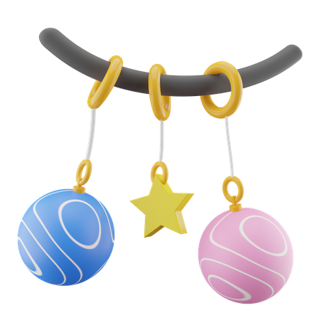 Candy Ball And Star Decoration  3D Icon