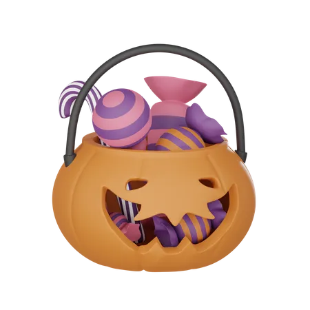 3 D Illustrator Of Halloween Pumpkin And Candy 3D Icon