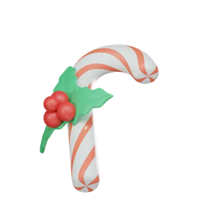 Candy Cane With Transparent Background 3D Icon