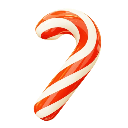 3 D Cute Cartoon Christmas Candy Cane Stick With Red White Stripes Santa Caramel Cane With Striped Pattern Winter Season Happy New Year Decoration Merry Christmas Holiday New Year And Xmas Celebration Merry Christmas New Year Seasonal 3D Icon