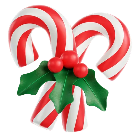 Candy Cane and Mistletoe  3D Icon