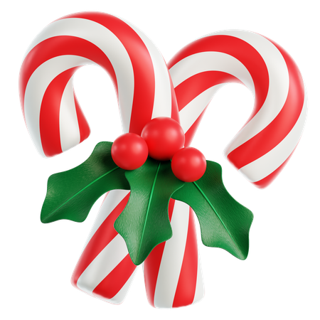 Candy Cane and Mistletoe  3D Icon