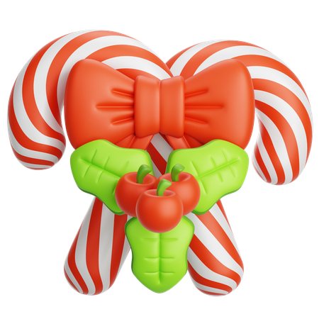 Candy Cane and Mistletoe  3D Icon