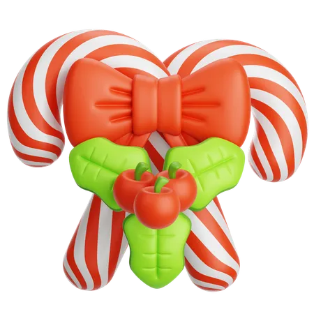 Candy Cane and Mistletoe  3D Icon