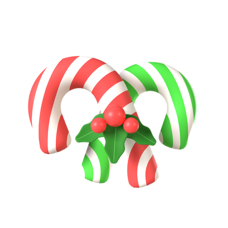 Candy Cane And Mistletoe  3D Icon