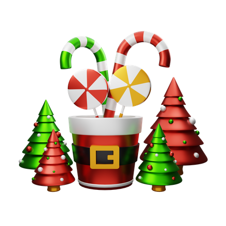 Candy Cane Cup  3D Illustration