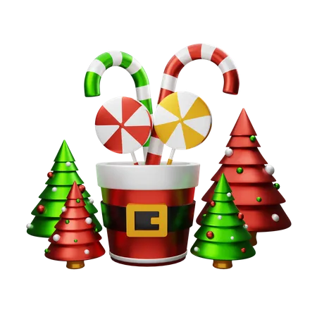 Candy Cane Cup  3D Illustration