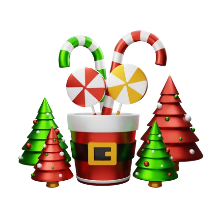 Candy Cane Cup 3D Illustration
