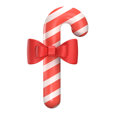 Candy cane with ribbon 3D Illustration