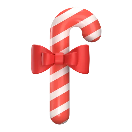 Candy cane with ribbon 3D Illustration