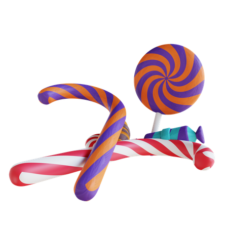 Candy Canes And Lollipops  3D Icon