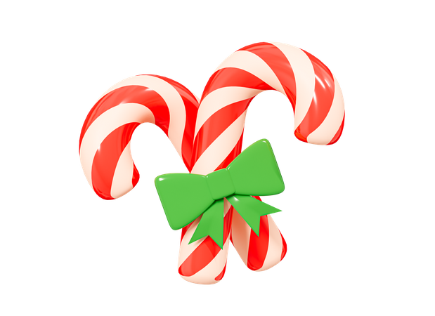 Candy Canes With Ribbon  3D Icon