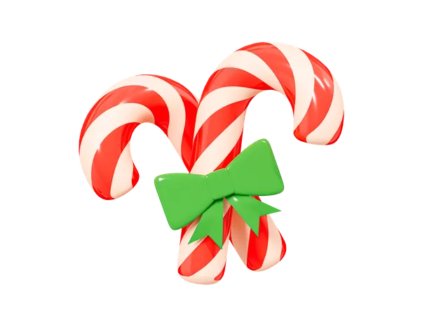 Candy Canes With Ribbon  3D Icon