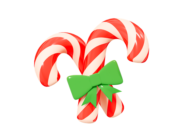 Candy Canes With Ribbon  3D Icon