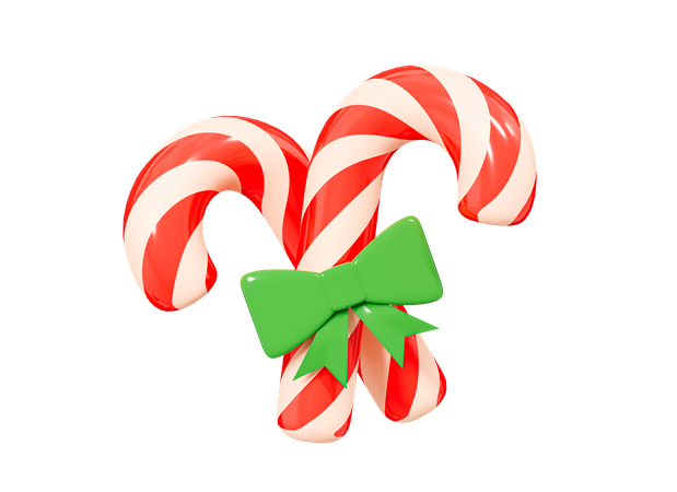 Candy Canes With Ribbon 3D Icon