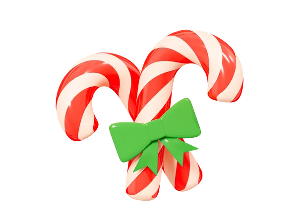 Candy Canes With Ribbon 3D Icon