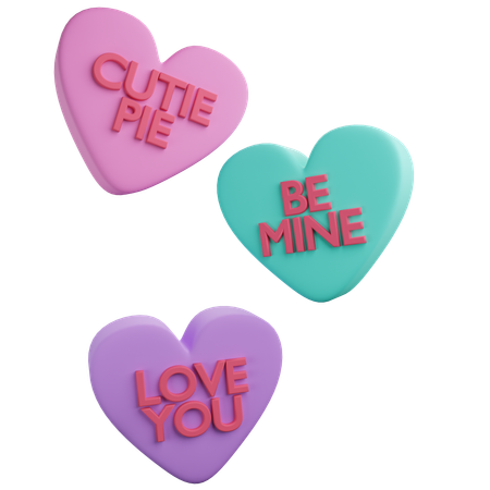 Candy Conversation Hearts  3D Icon