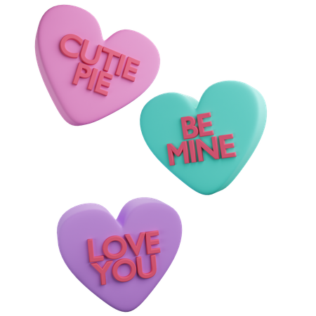 Candy Conversation Hearts  3D Icon