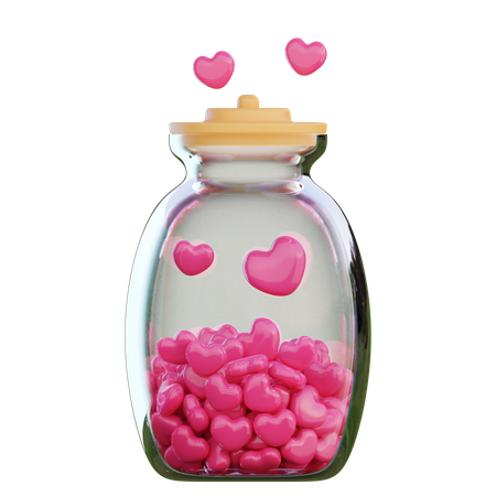Candy Hearts In A Jar 3D Icon