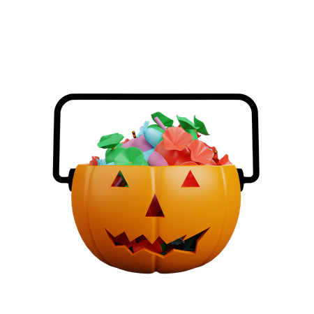 Candy In Pumpkin Head  3D Illustration