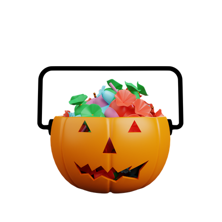 Candy In Pumpkin Head 3D Illustration