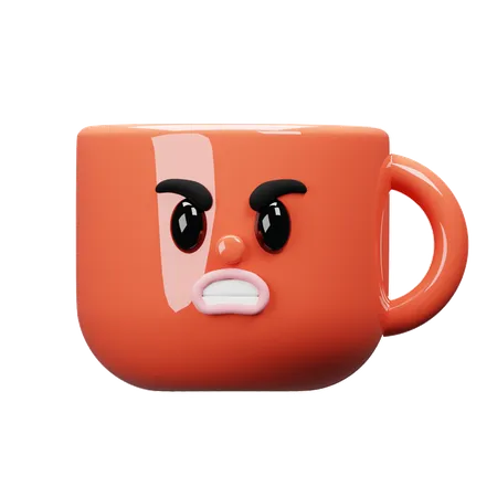 Caneca de desenho animado com raiva  3D Icon