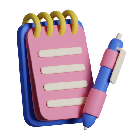 Caneta e Caderno  3D Icon