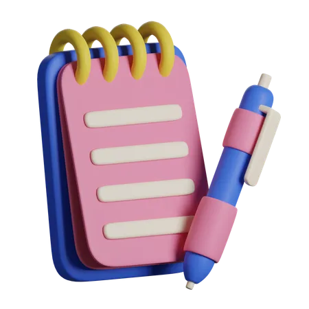 Caneta e Caderno  3D Icon