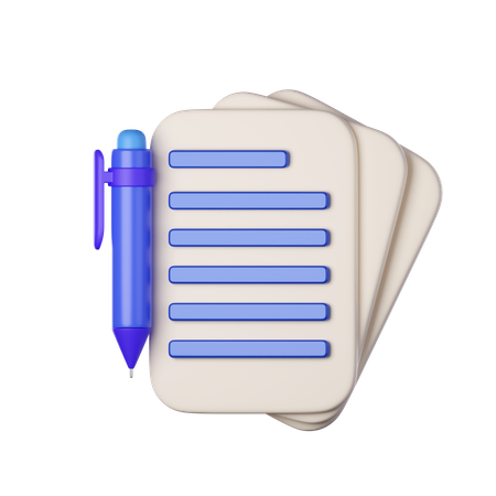 Caneta e papel  3D Icon