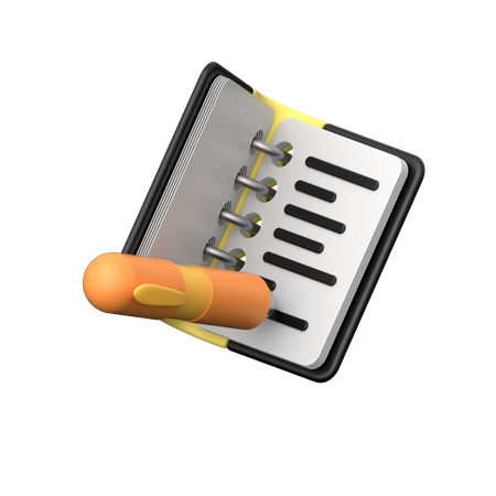 Caneta escrevendo no livro  3D Icon