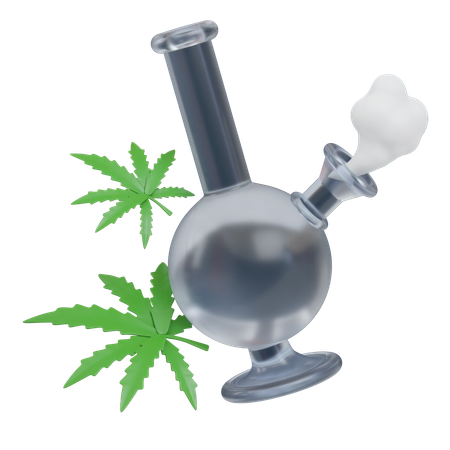 Cannabis Bong With Smoke  3D Icon
