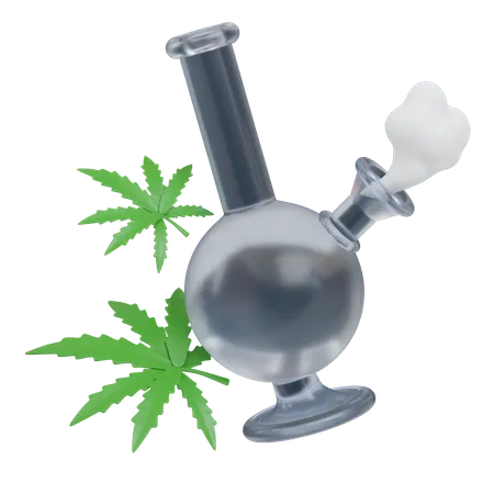 Cannabis Bong With Smoke Concept Of Marijuana 3 D Icon Narcotics Illustration 3D Icon