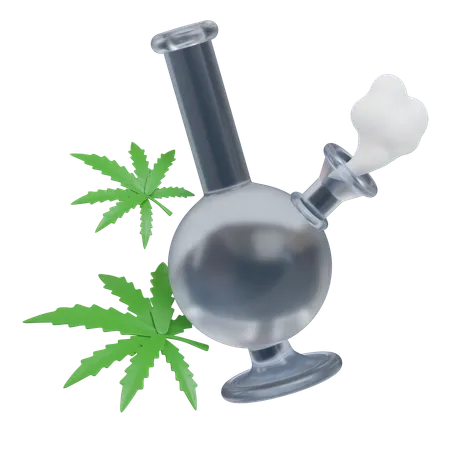 Cannabis Bong With Smoke  3D Icon