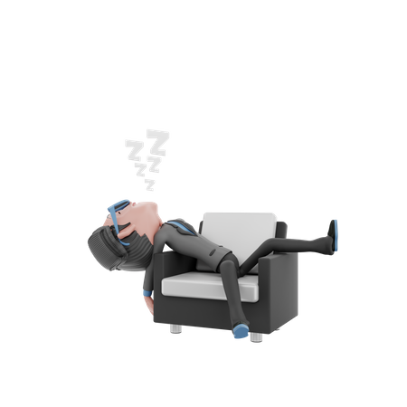 Empresário cansado dormindo  3D Illustration