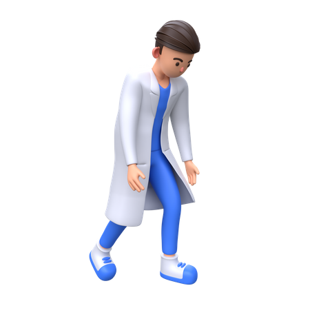 Doutor cansado andando  3D Illustration