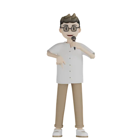 Personaje De Cantante Masculino 3D Illustration