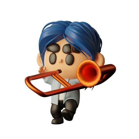 Cantante tocando trompeta  3D Icon