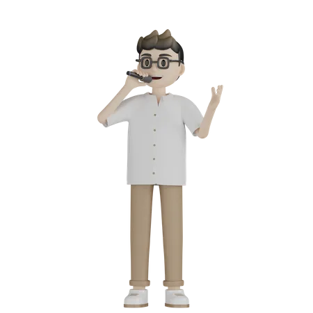 Personagem Cantor Masculino 3D Illustration