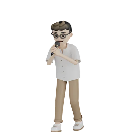 Personagem Cantor Masculino 3D Illustration