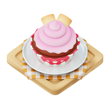 Cap Cake With Marshmallows  3D Icon