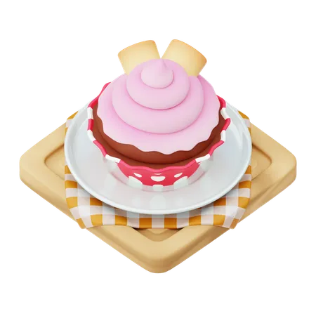 Cap Cake With Marshmallows  3D Icon