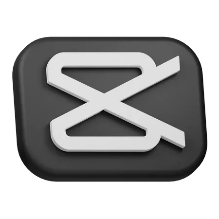 Capcut Black  3D Icon