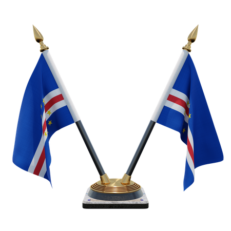 Cape Verde Double Desk Flag Stand  3D Icon