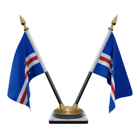 Cape Verde Double Desk Flag Stand  3D Illustration