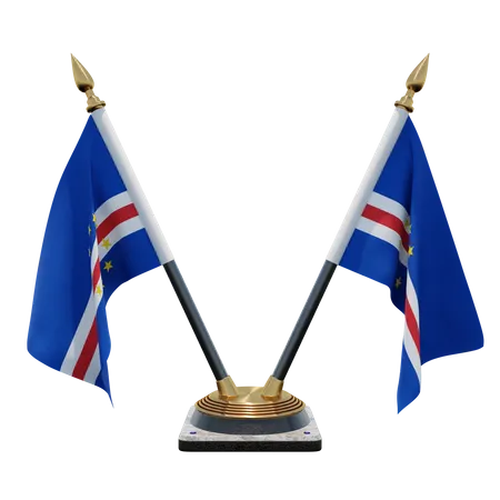 Cape Verde Double (V) Desk Flag Stand  3D Icon