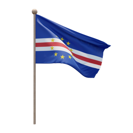 Cape Verde Flag Pole  3D Illustration