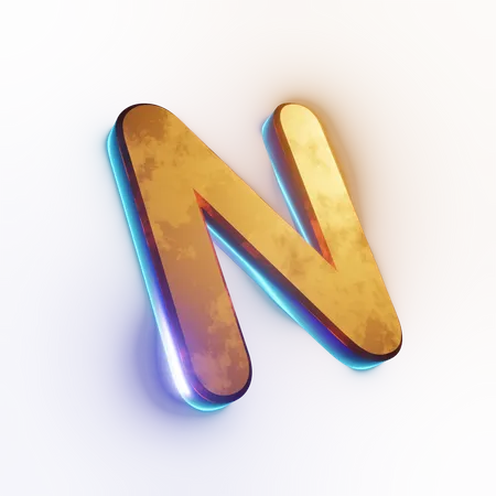 Capital 'N' letter effect text  3D Icon