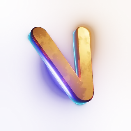 Capital 'V' letter effect text  3D Icon